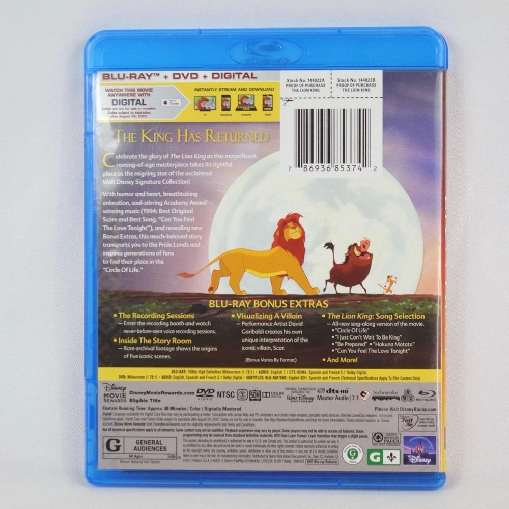 The‎ Lion King (1994) The Circle of Life Edition Blu-Ray DVD Movie - Picture 2 of 5